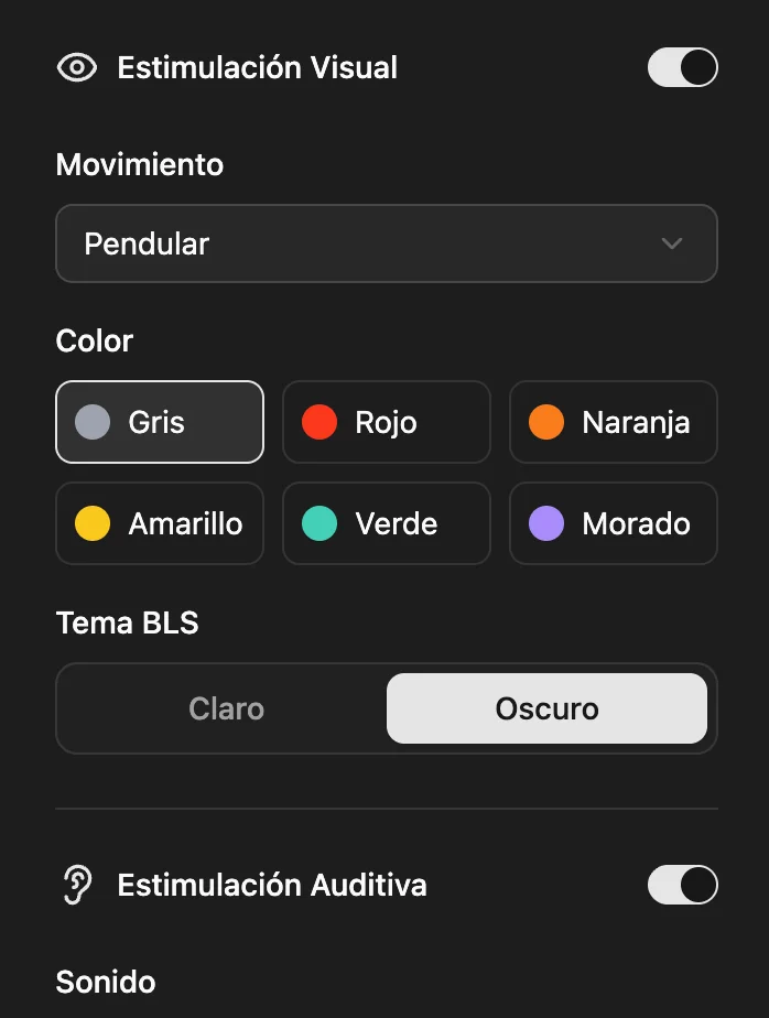 Configuración de estimulación bilateral visual y auditiva